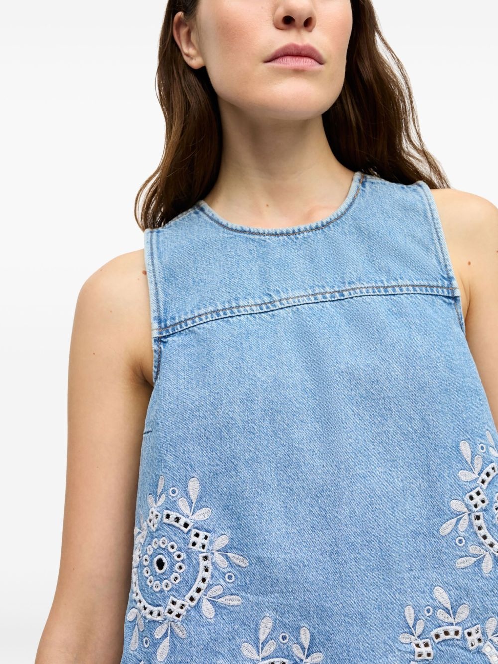 open-back denim top - 5