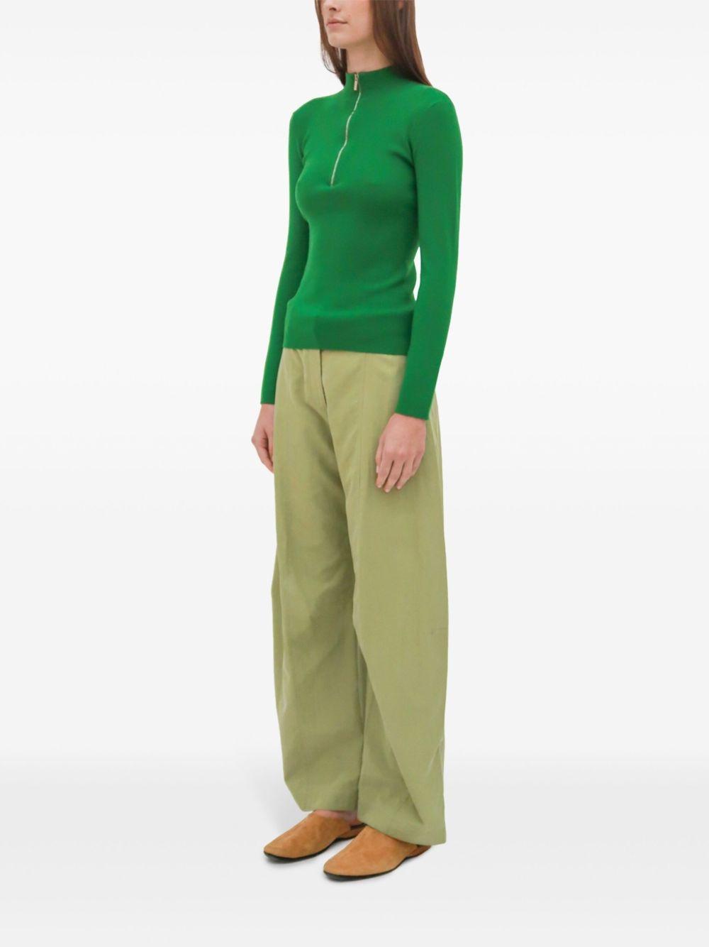 ribbed zip-up sweater - 4
