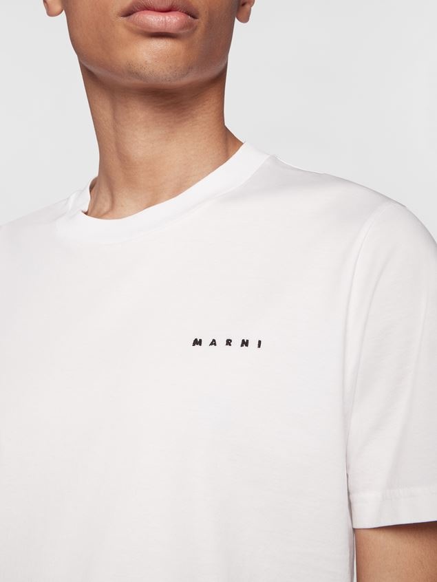 WHITE COTTON JERSEY T-SHIRT - 4