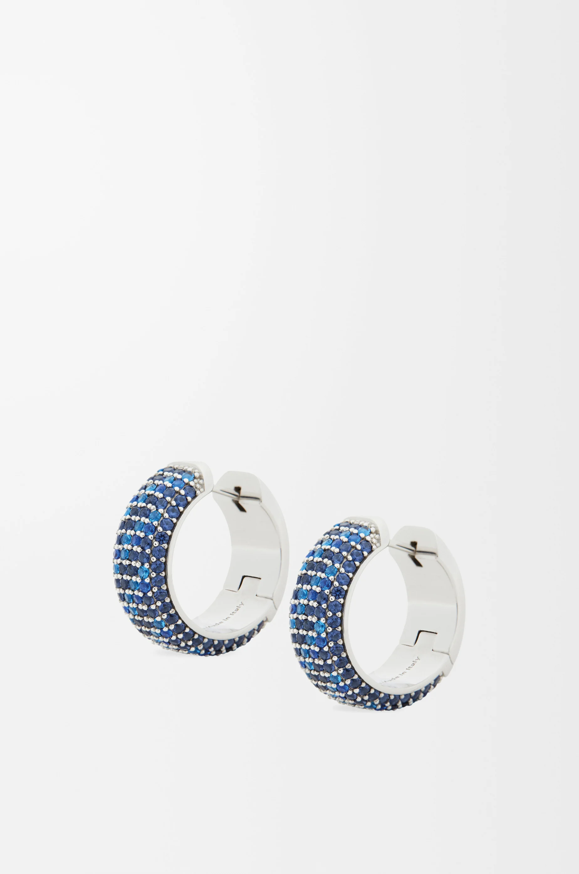 Pavé hoop earrings in sterling silver and crystals - 1
