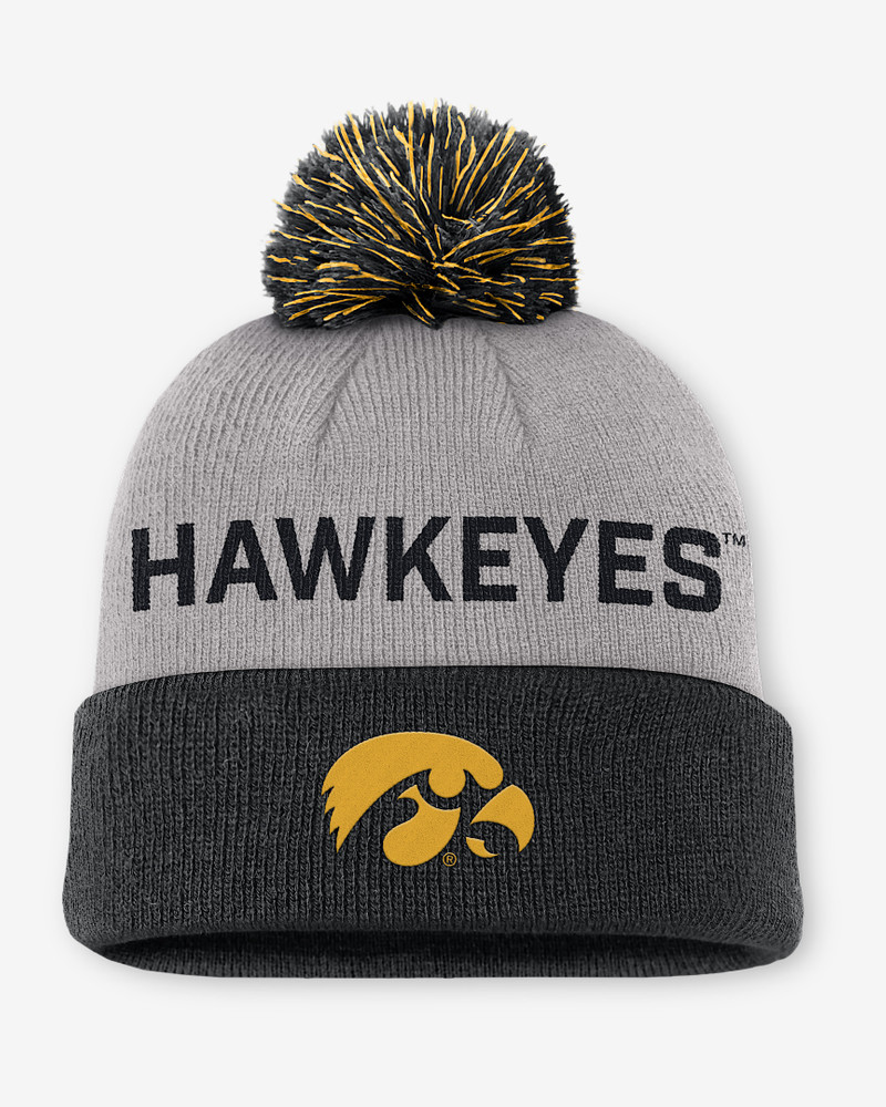 Iowa Primetime Peak Men's Nike College Cuffed Pom Beanie 1