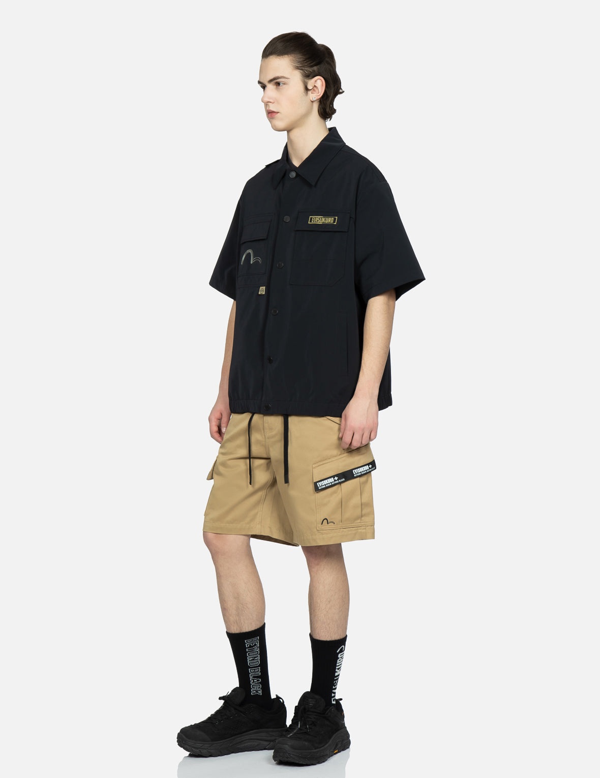 Logo Tape Patching Cargo Shorts - 3