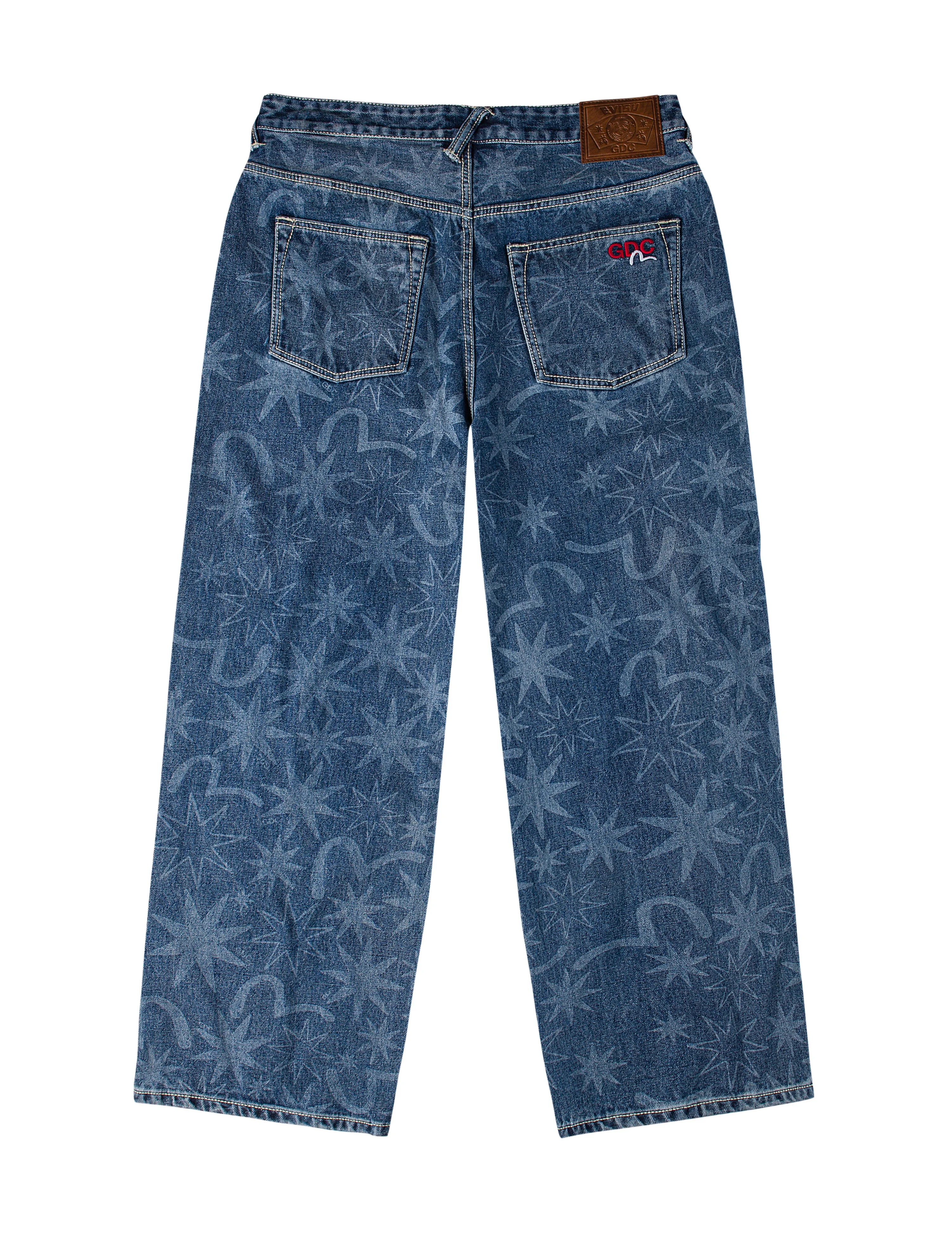 EVISU X GDC Allover Washed Print Relax Fit Jeans - 1