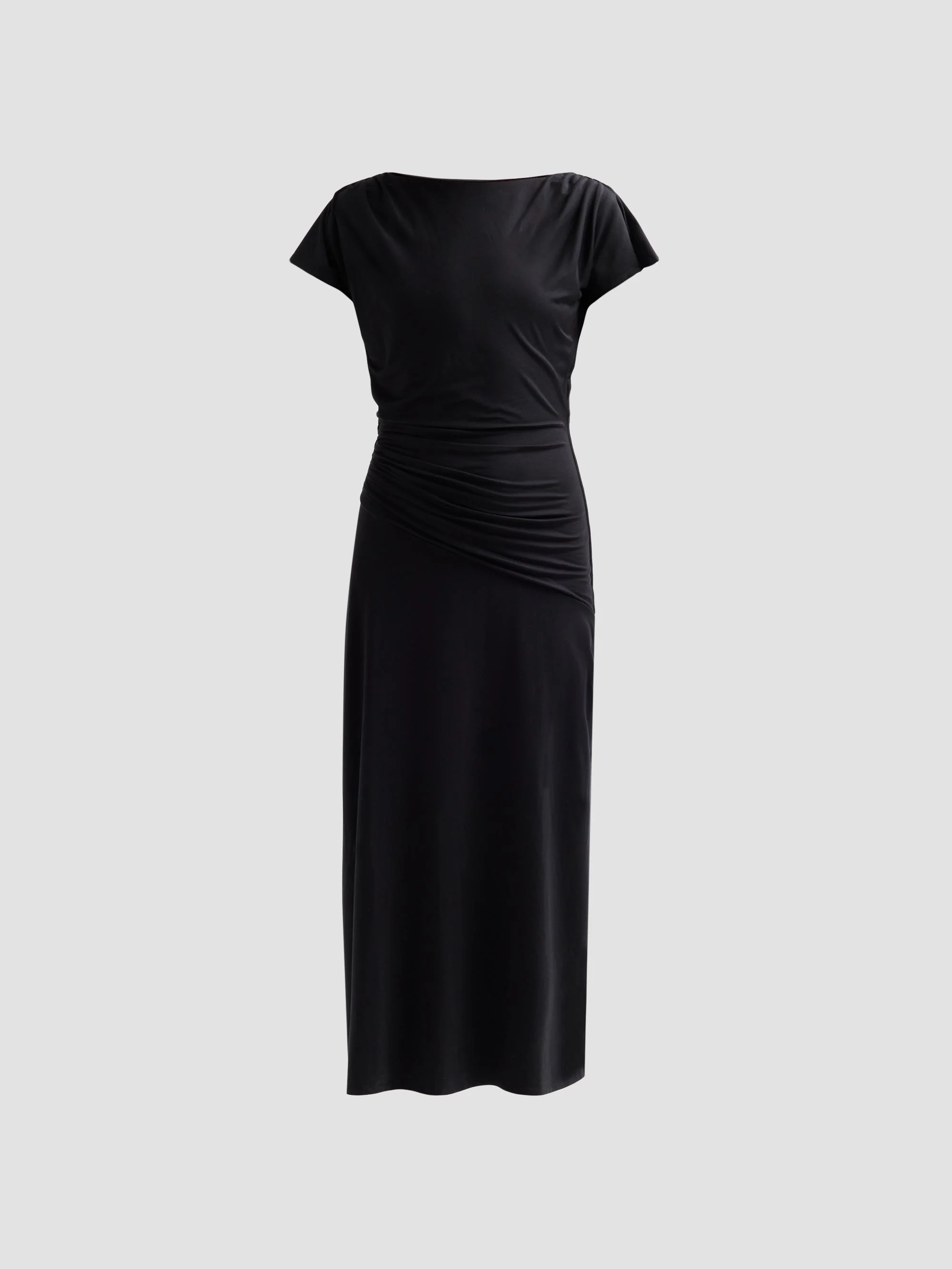 Women's Lila Ruched Midi Dress - Black - 1