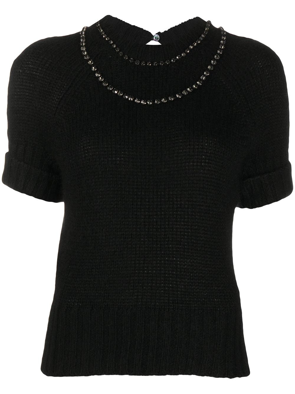 crystal-embellished knitted top - 1