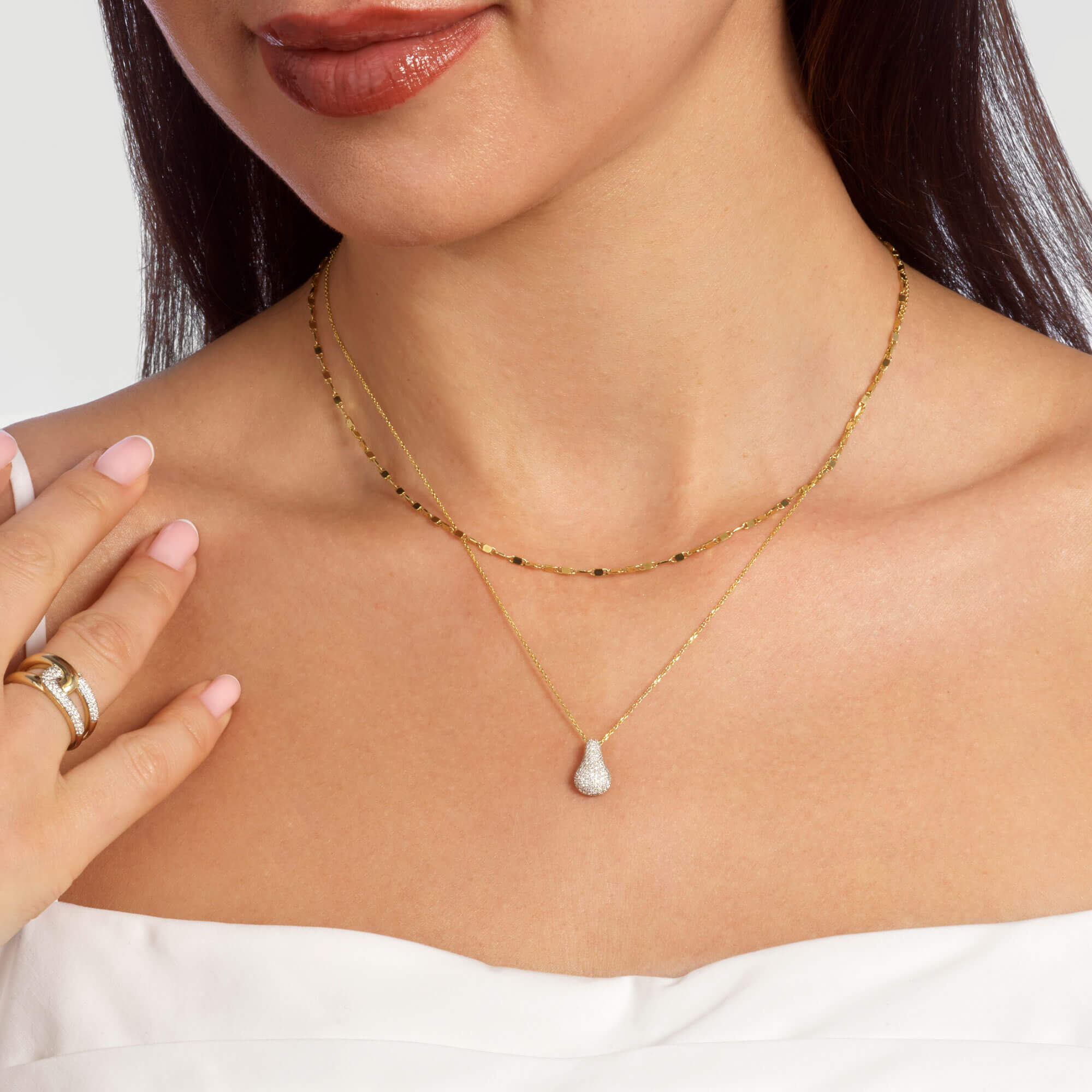 Pave Diamond Droplet Necklace - 5