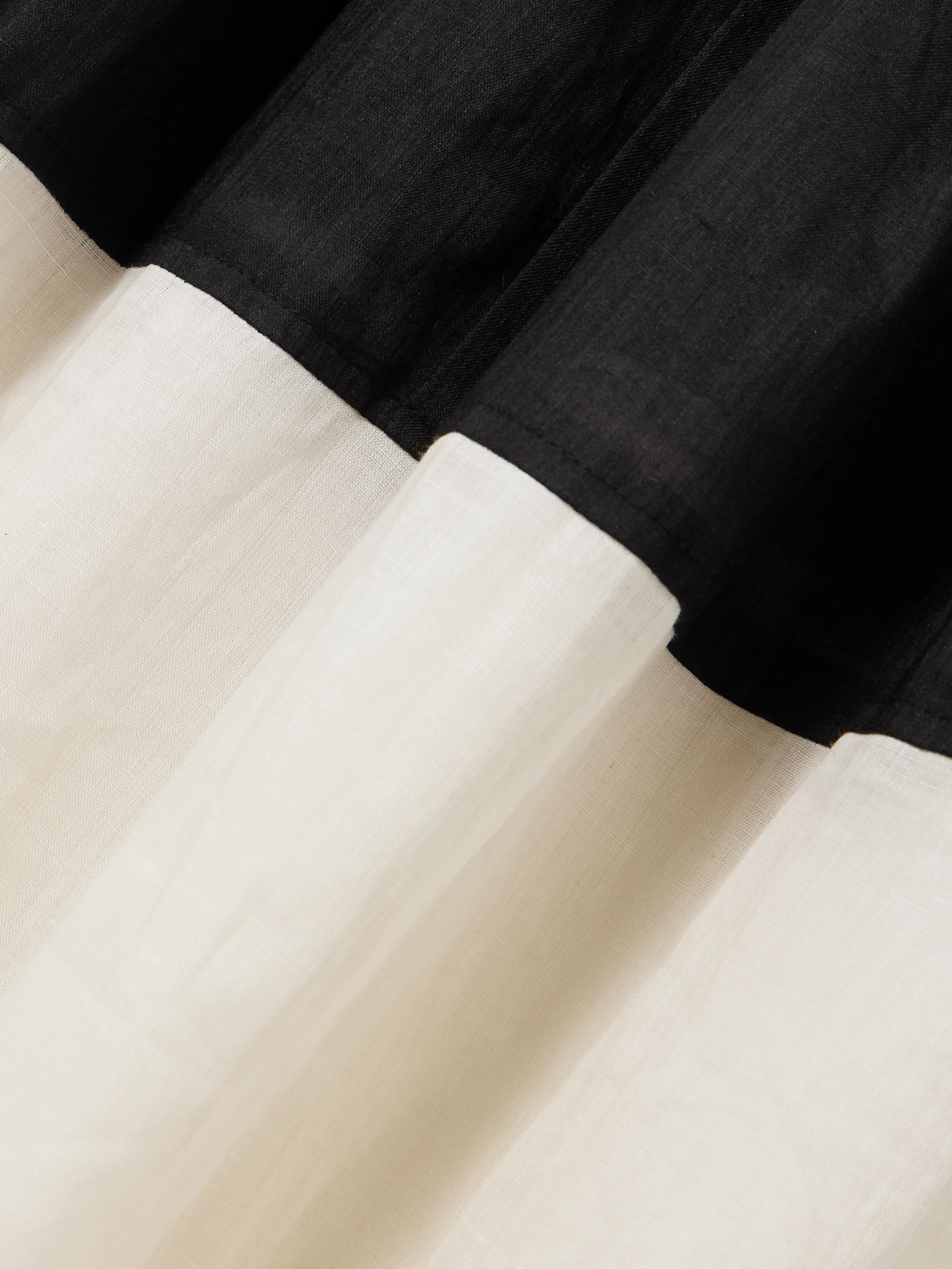 Nicola two-tone pintucked ramie midi dress Black - 4