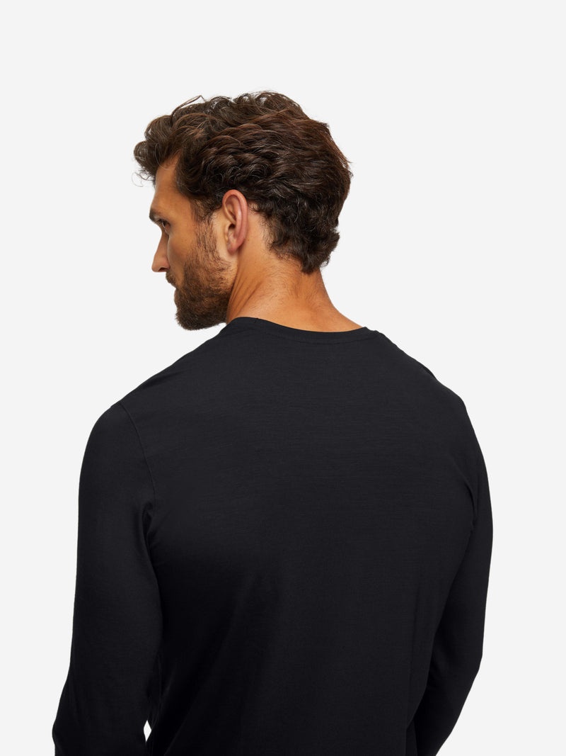 Men's Long Sleeve T-Shirt Basel Micro Modal Stretch Black - 2
