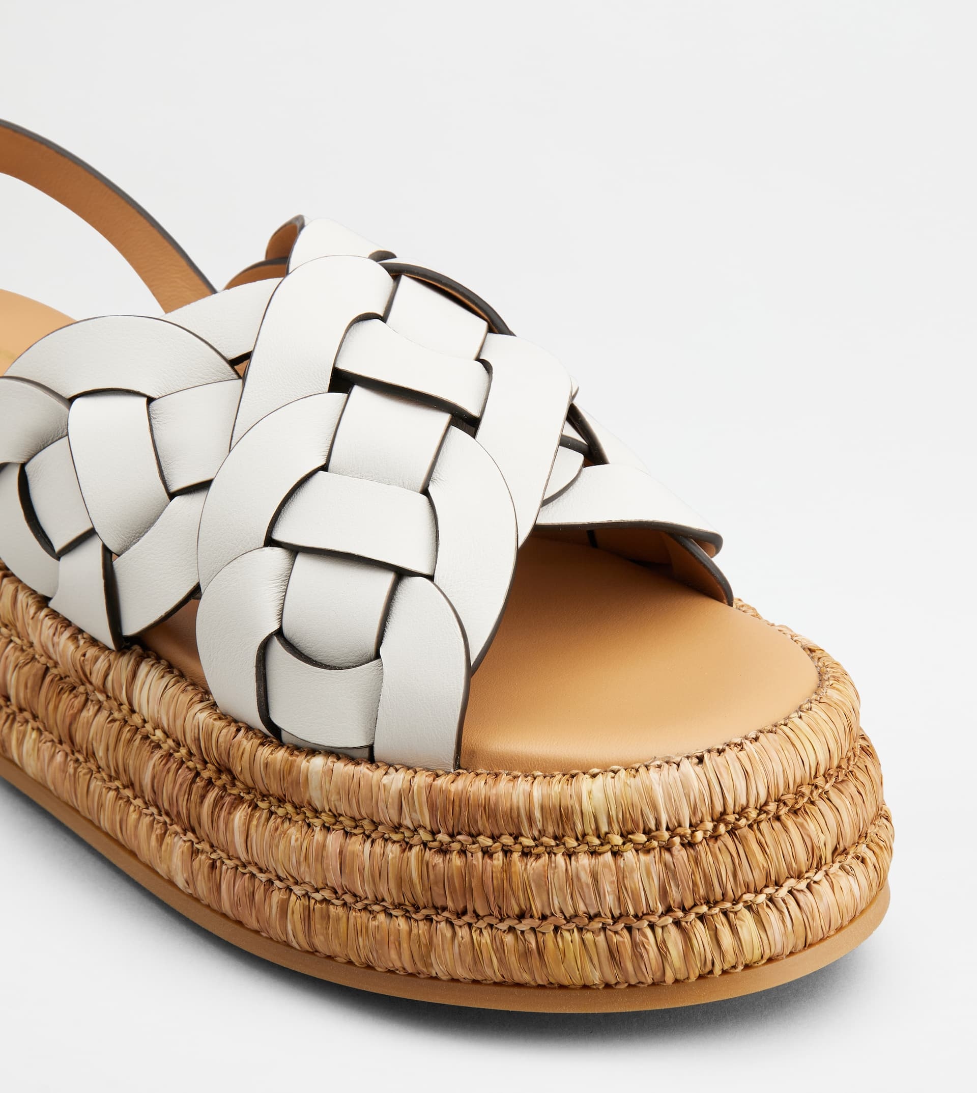 PLATFORM SANDALS IN LEATHER - WHITE - 4