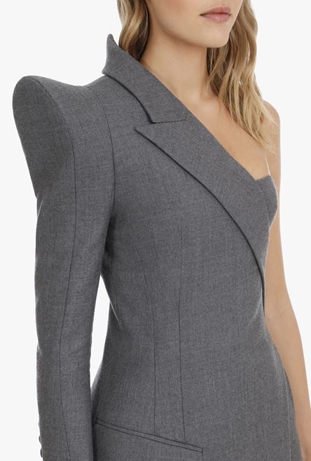 Gray wool asymmetrical blazer - 6