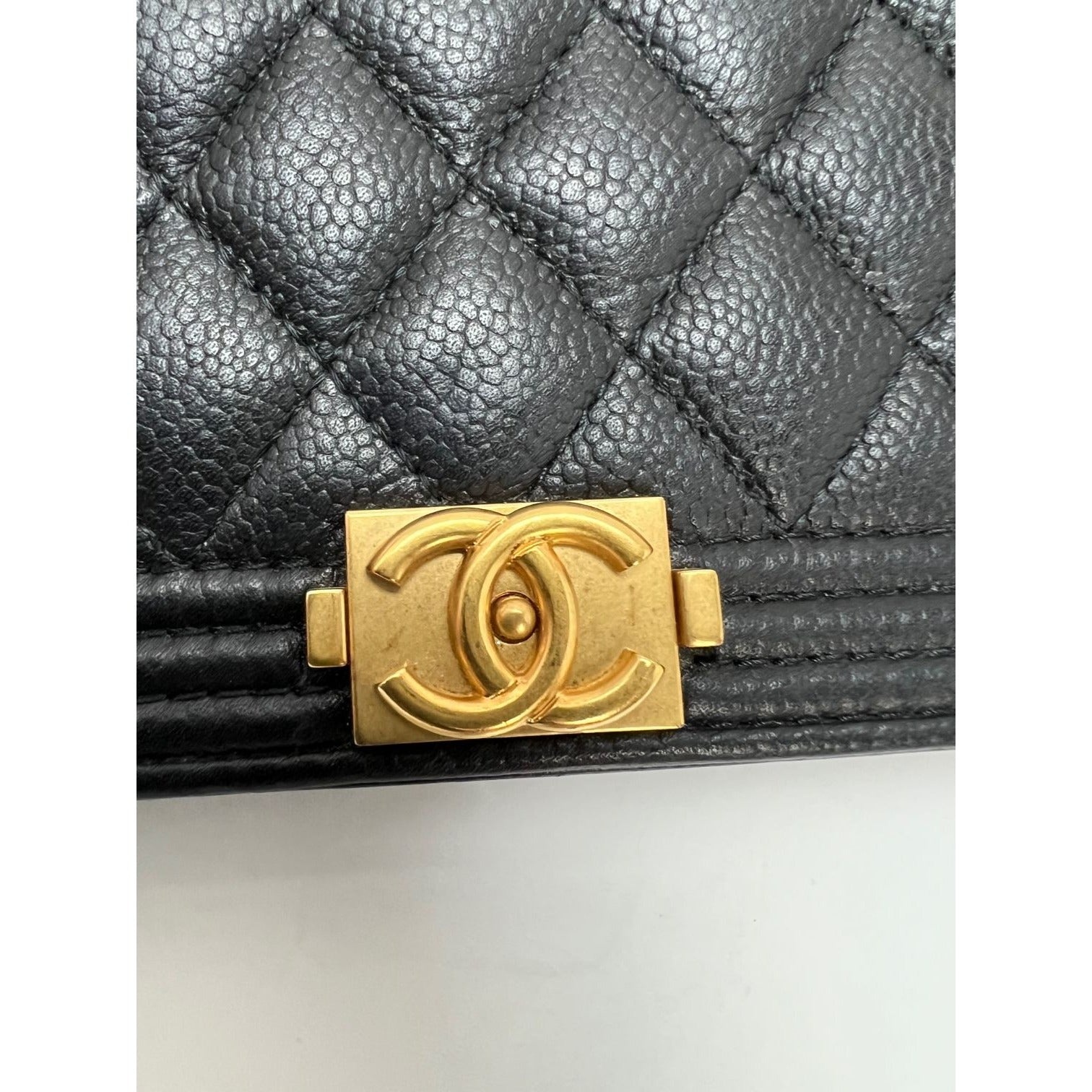 Chanel Caviar Quilted Mini Boy Clutch Wallet on a Chain Black - 12