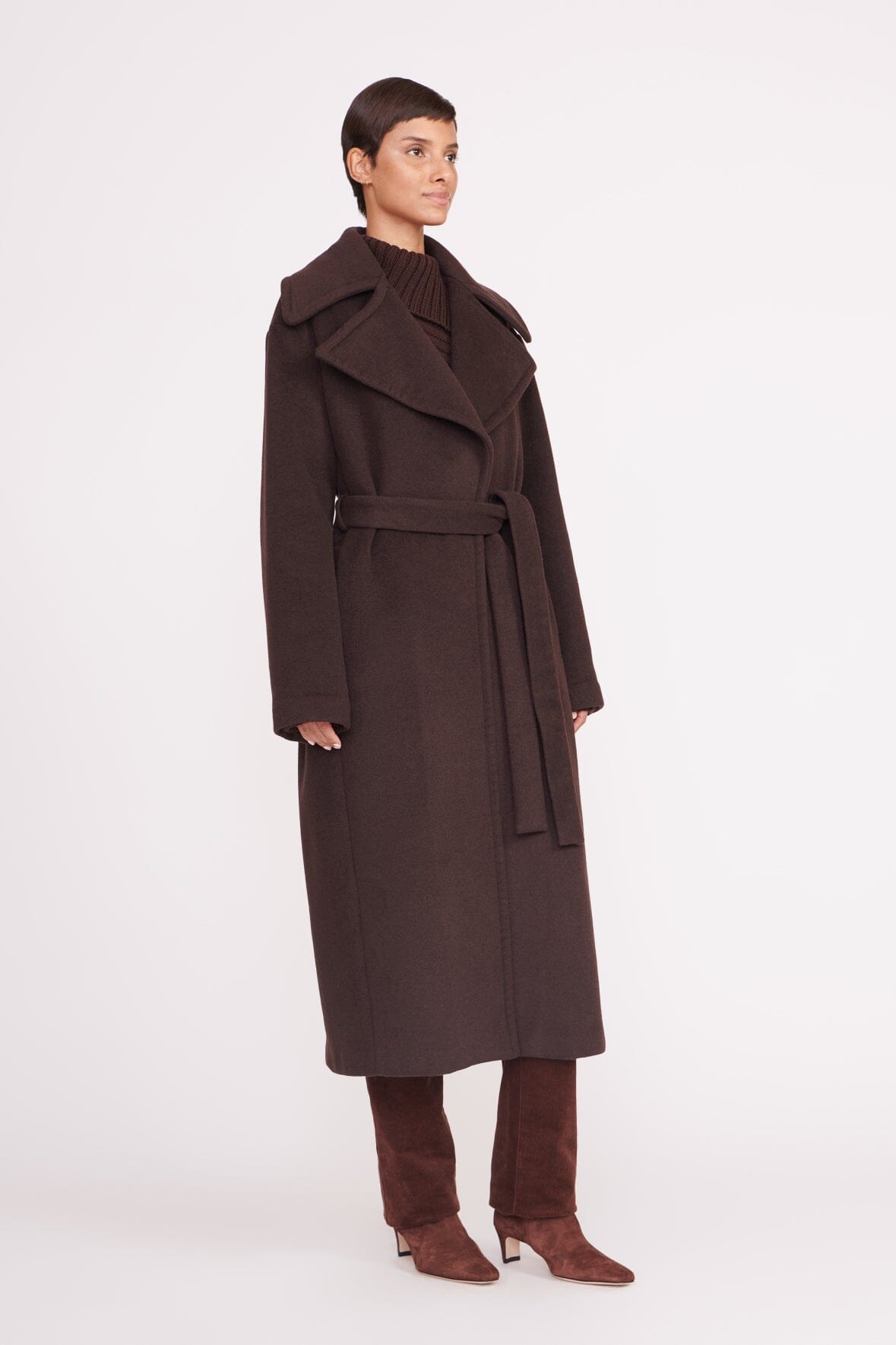 STAUD CARVER COAT DARK CHOCOLATE - 6