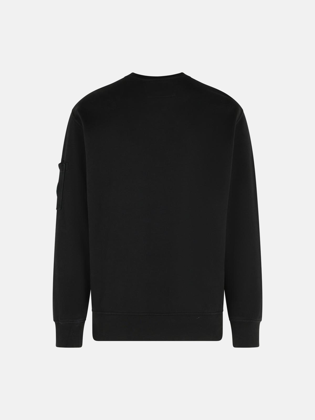 'BRUSHED' BLACK COTTON SWEATSHIRT - 3
