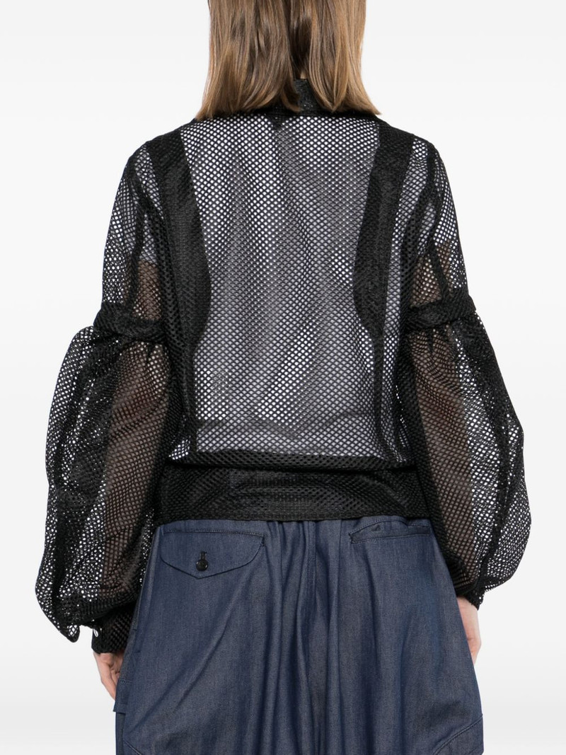 mesh-panelled puff-sleeve jacket 4