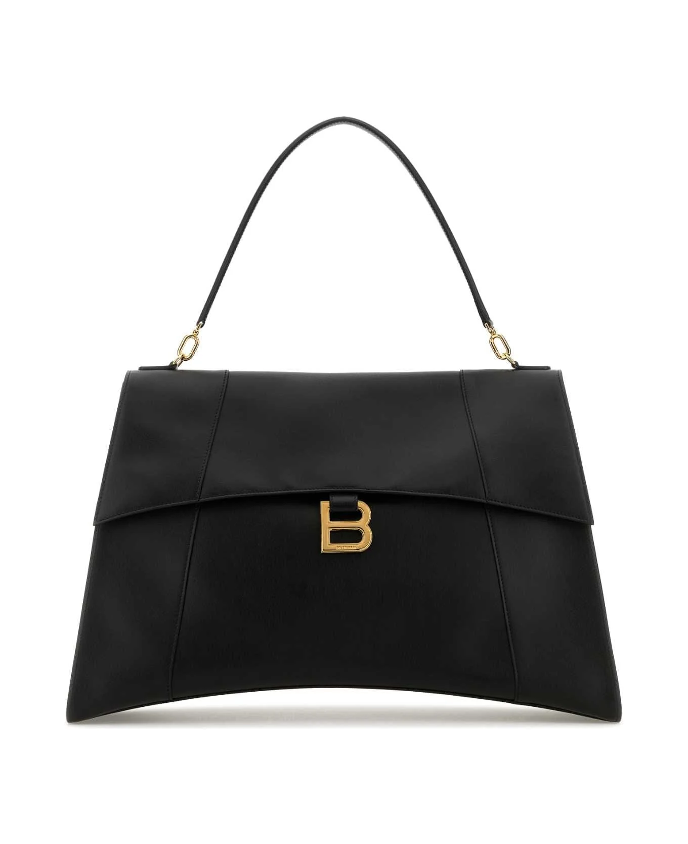 Black Leather Large Hourglass Soft Handbag - 1