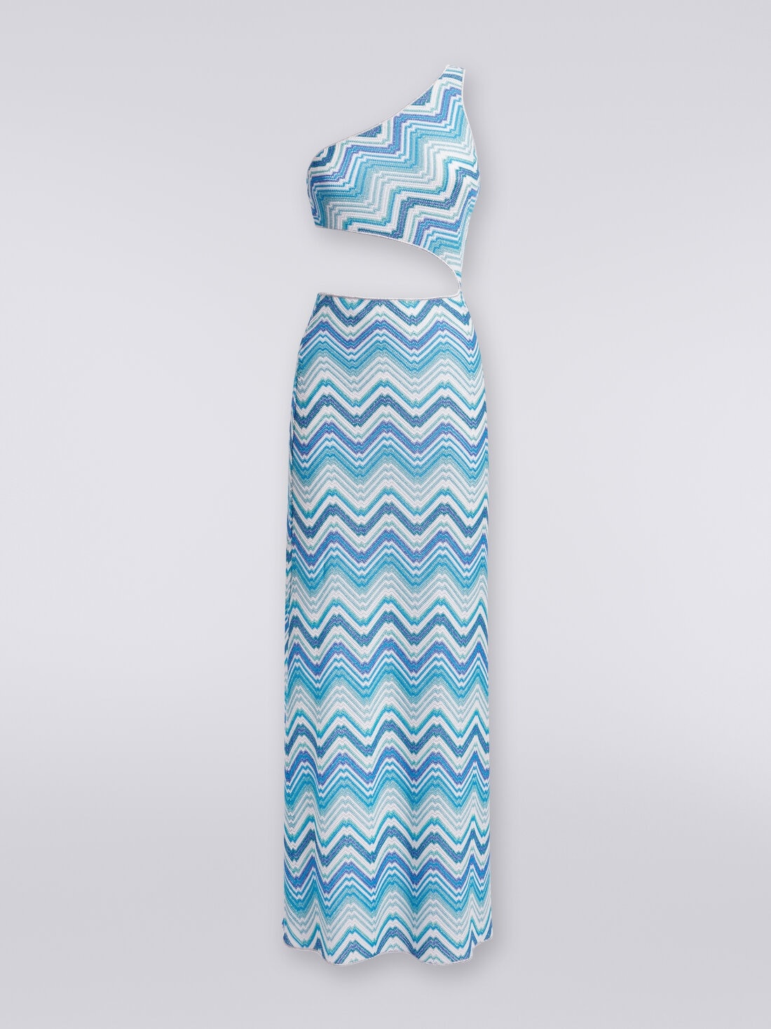 Long chevron crochet cover-up with cut-out and lurex - 1