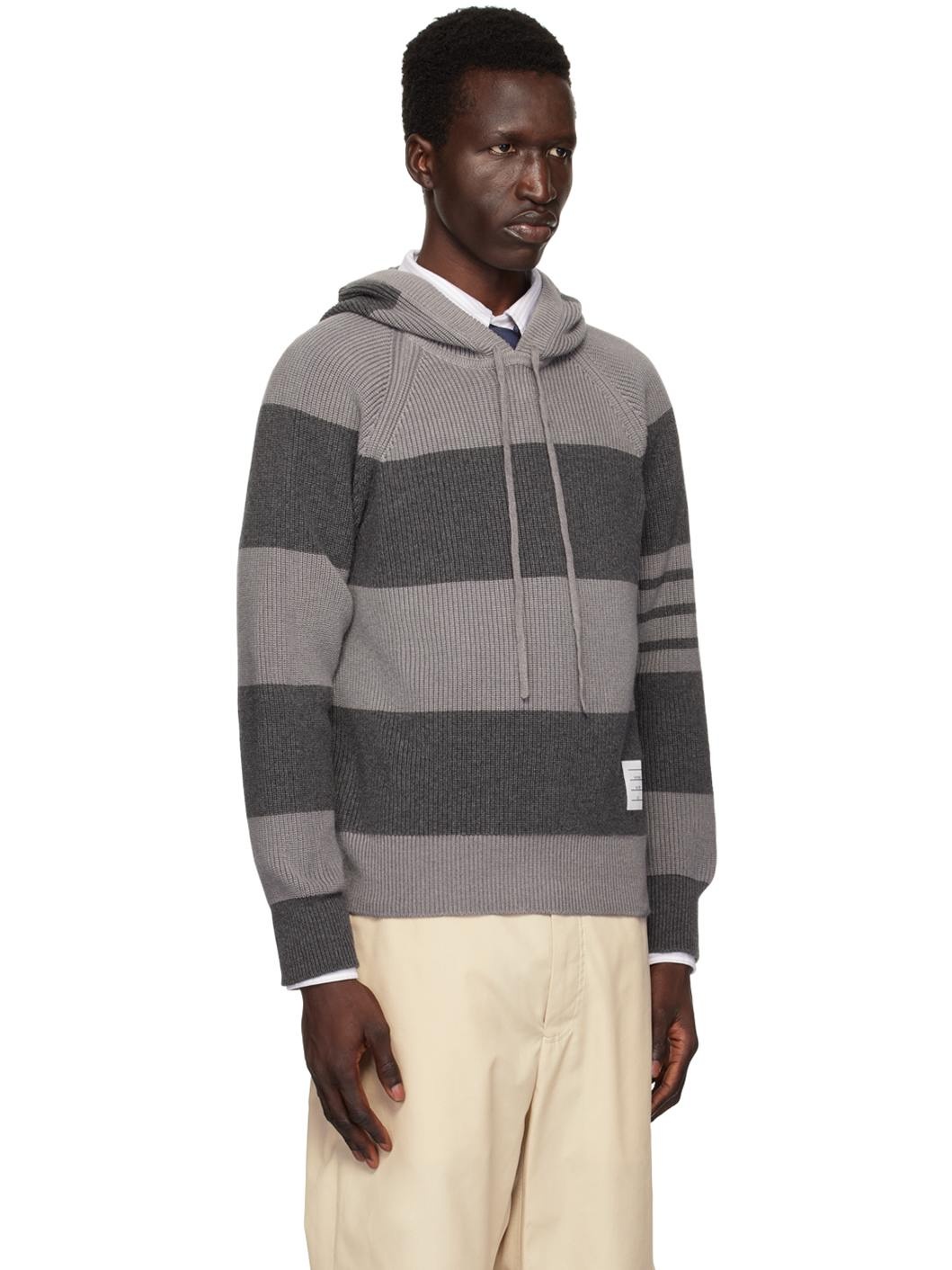 Gray 4-Bar Hoodie - 2