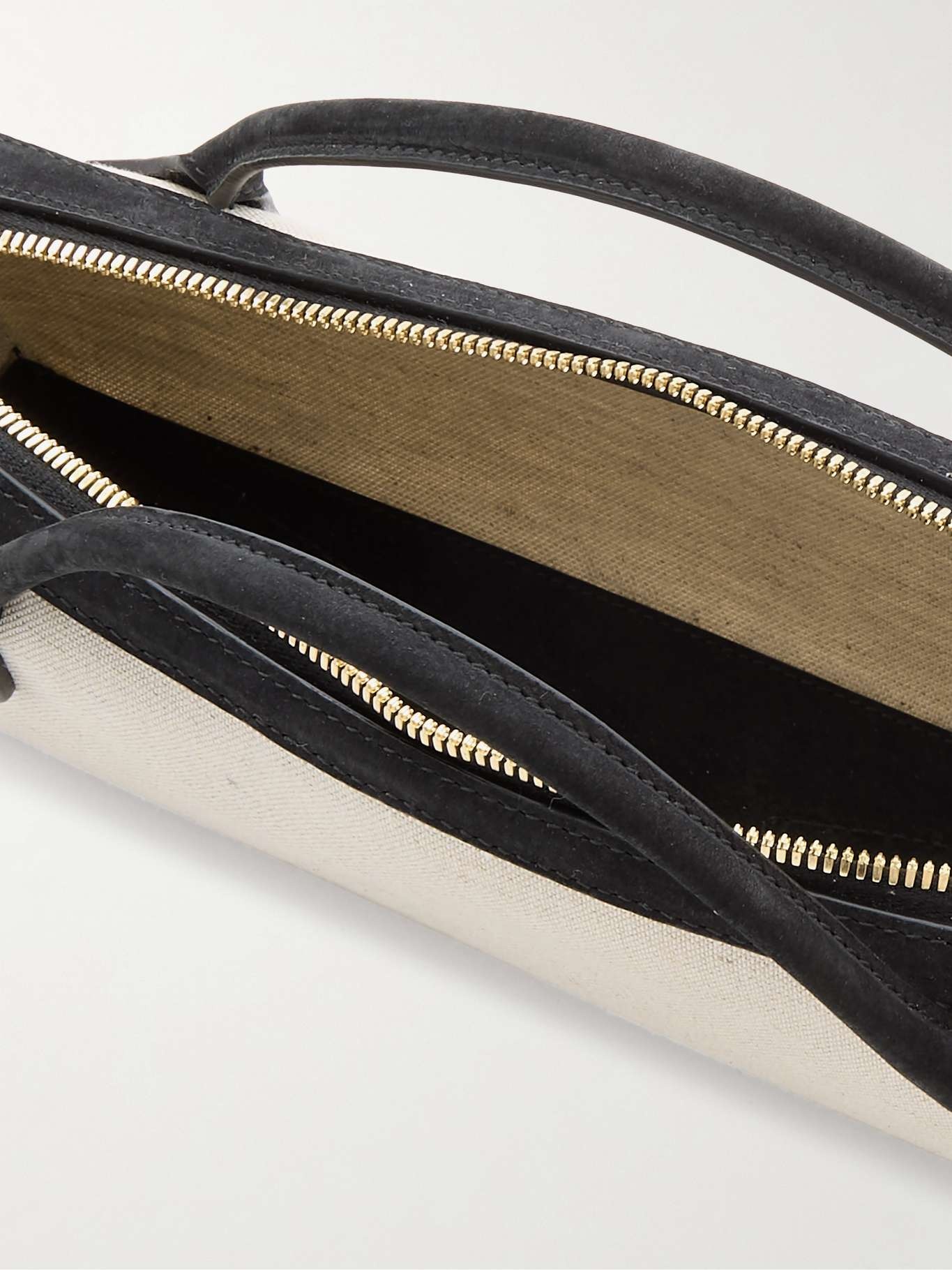 Le Teckel leather-trimmed canvas clutch Black - 5