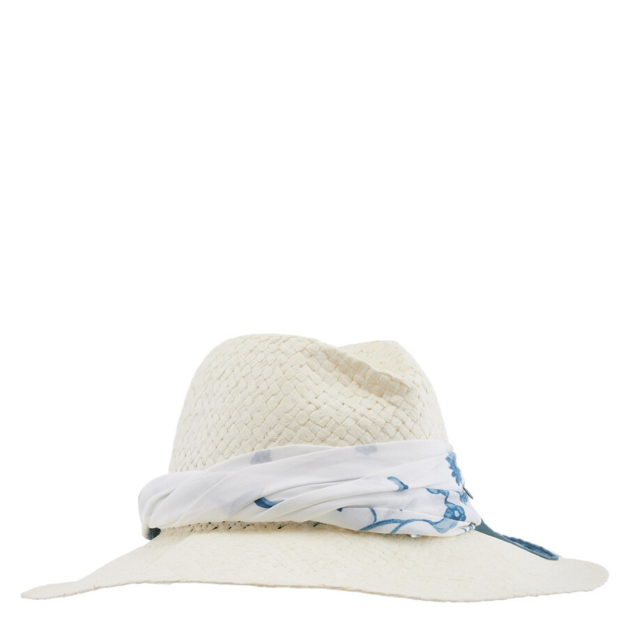 Maison Michel Ladies Beige Kate Scarf-Detail Fedora Hat - 5