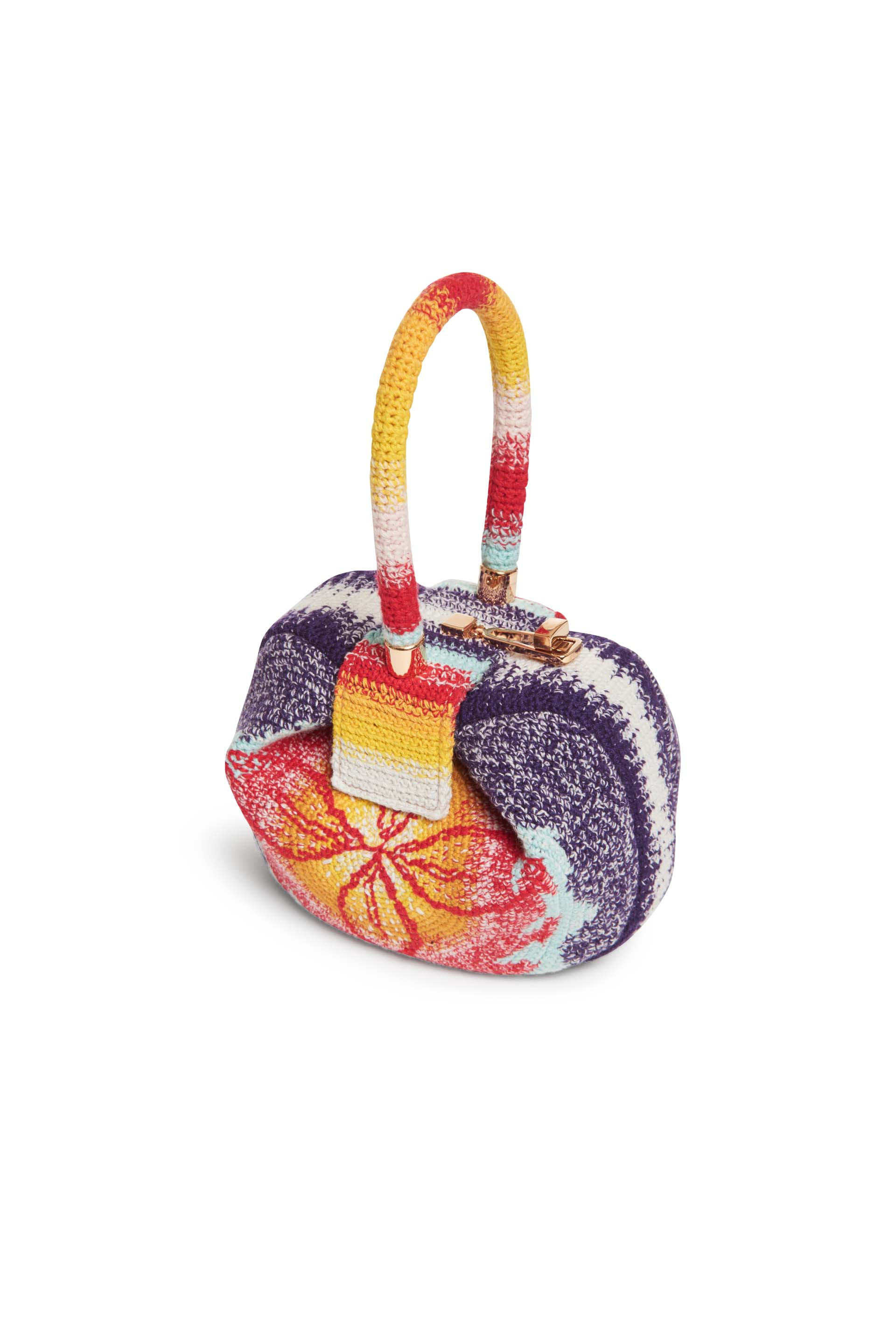 Demi Bag in Blue, Red & Orange Crochet - 3