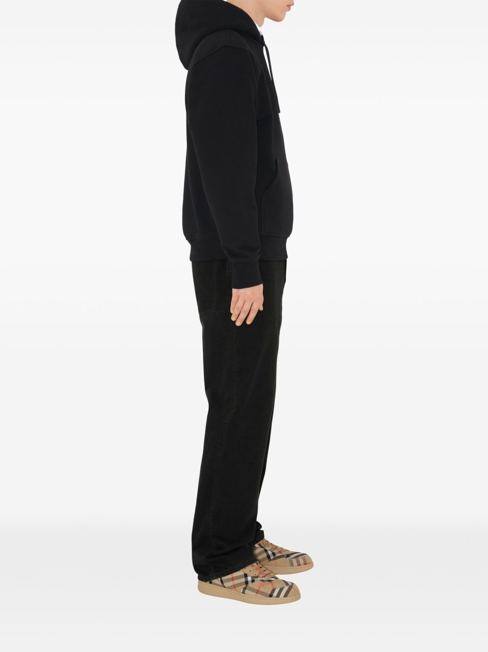check-label cotton hoodie - 3