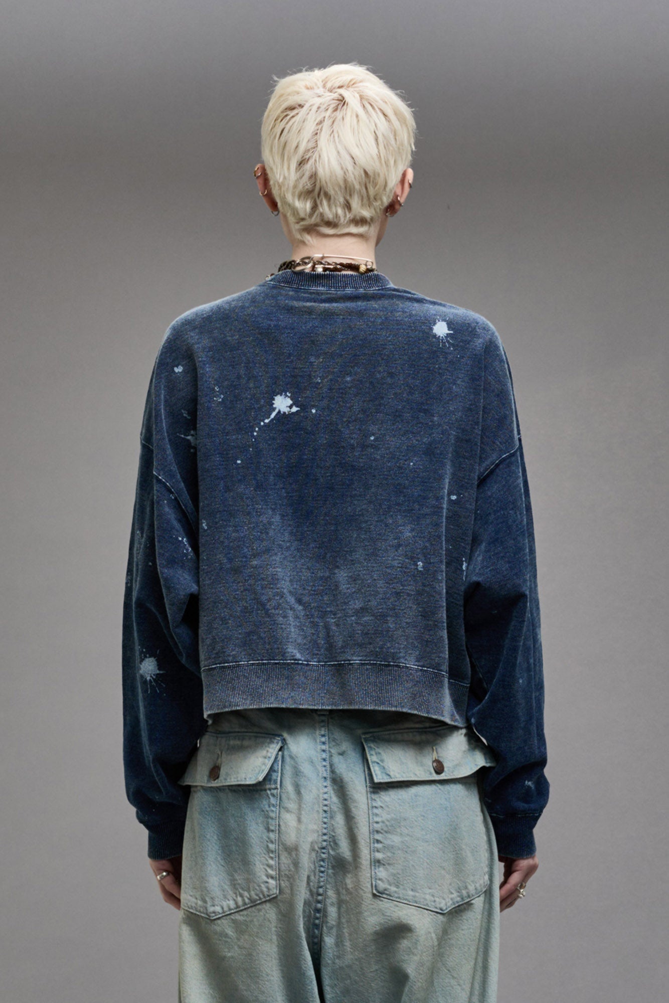 CROPPED R13 CREWNECK - INDIGO BLUE - 2