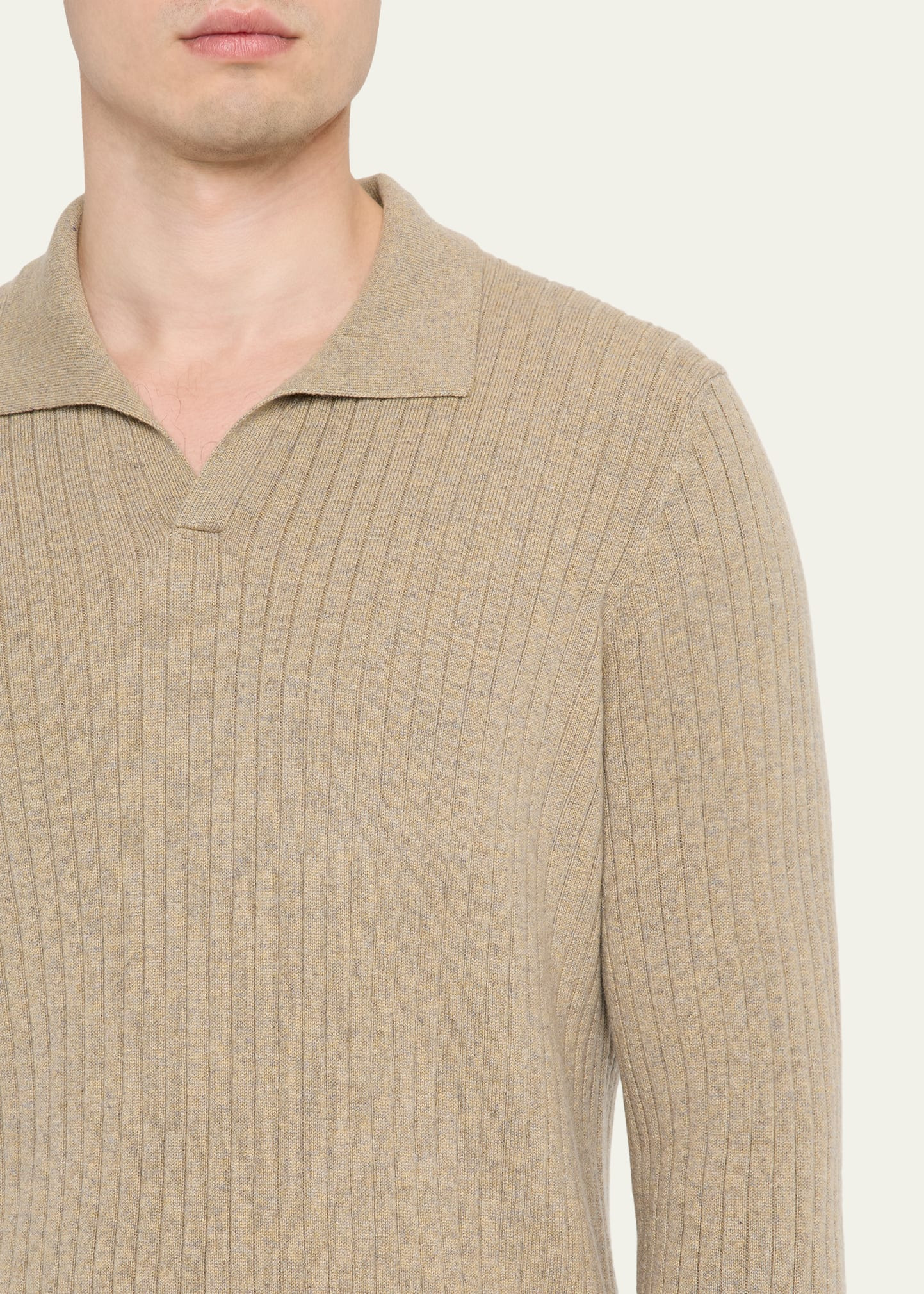 Men's Lexington Baby Cashmere Ribbed Polo Sweater - 5