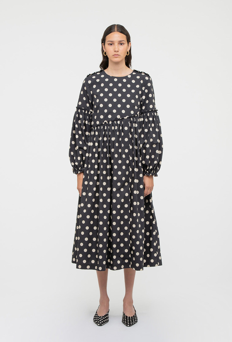 Fenella Dress - Black/Ecru Spot 3