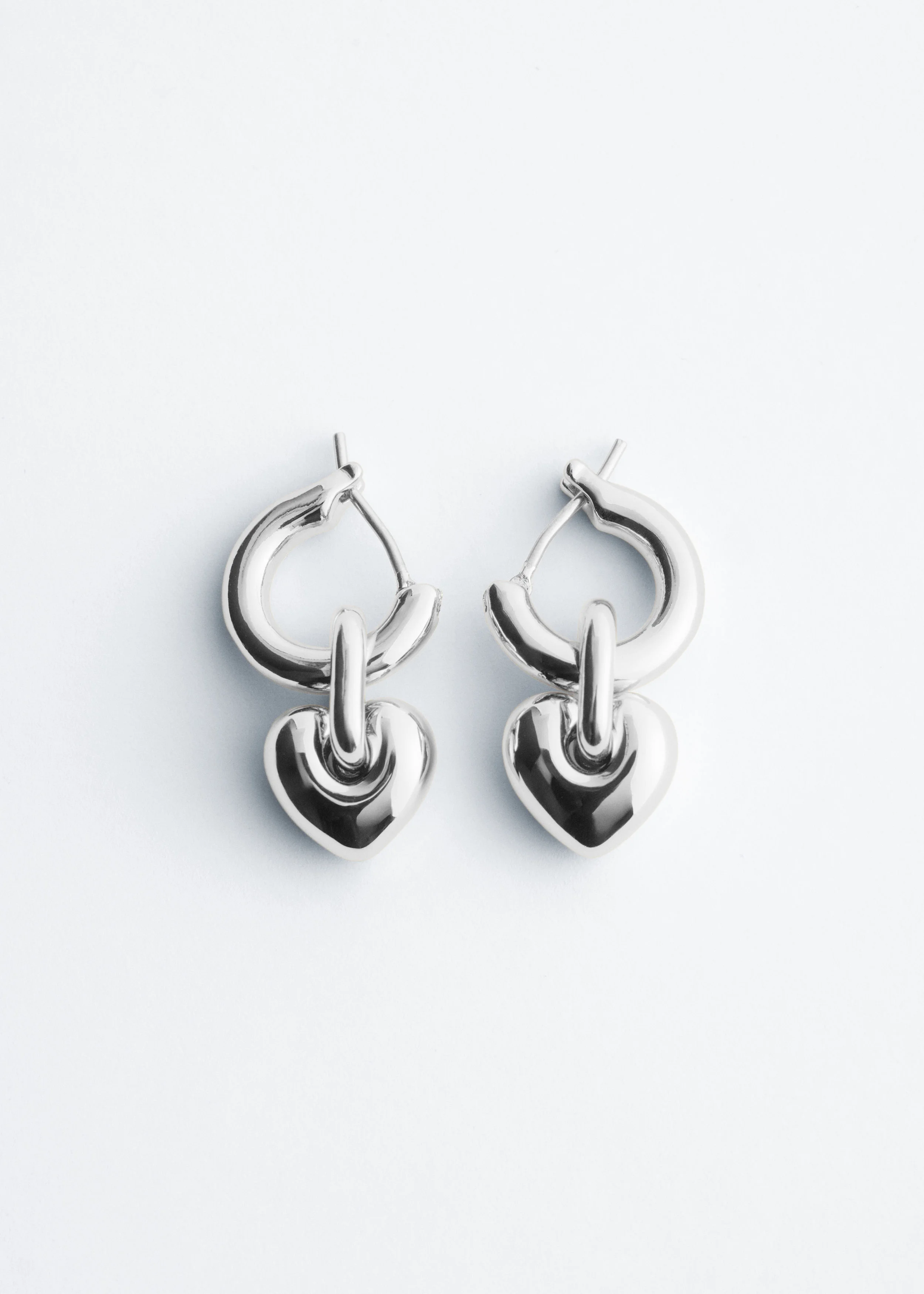 Heart-Pendant Hoop Earrings - 1