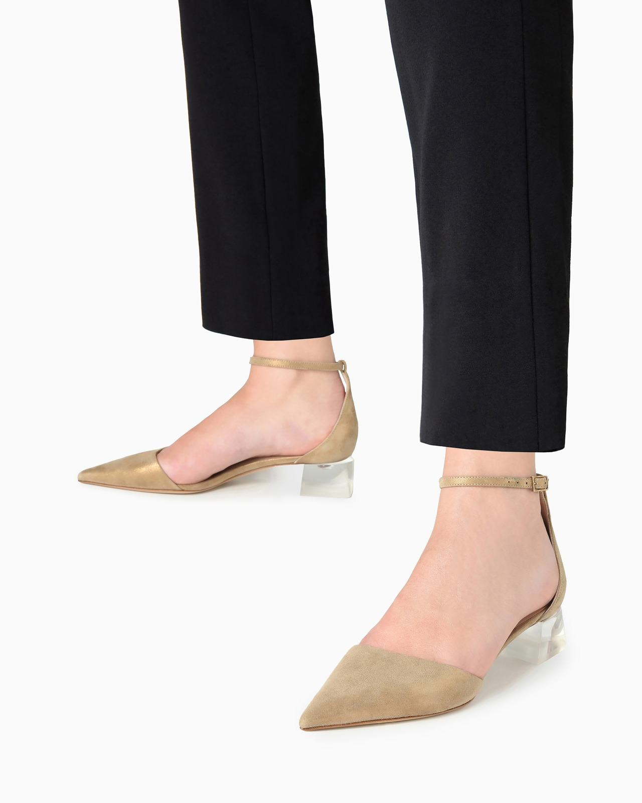 Laminated suede d'Orsay court shoes - 7