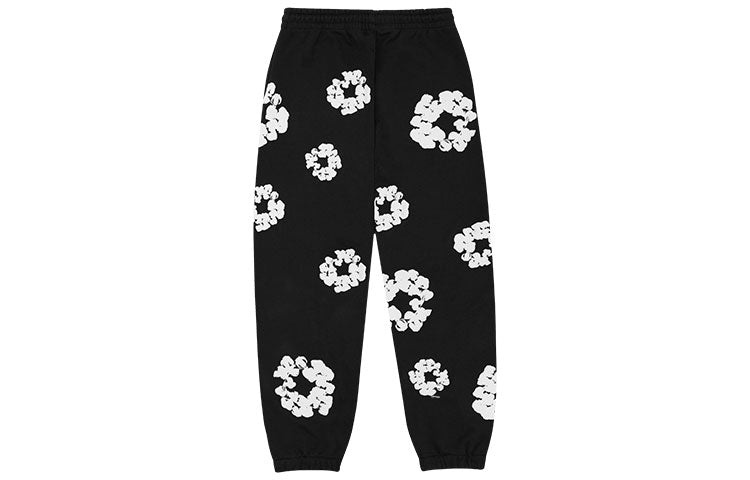 Denim Tears Cotton Wreath Logo Sweatpants 'Black White' 401-010-30 - 2