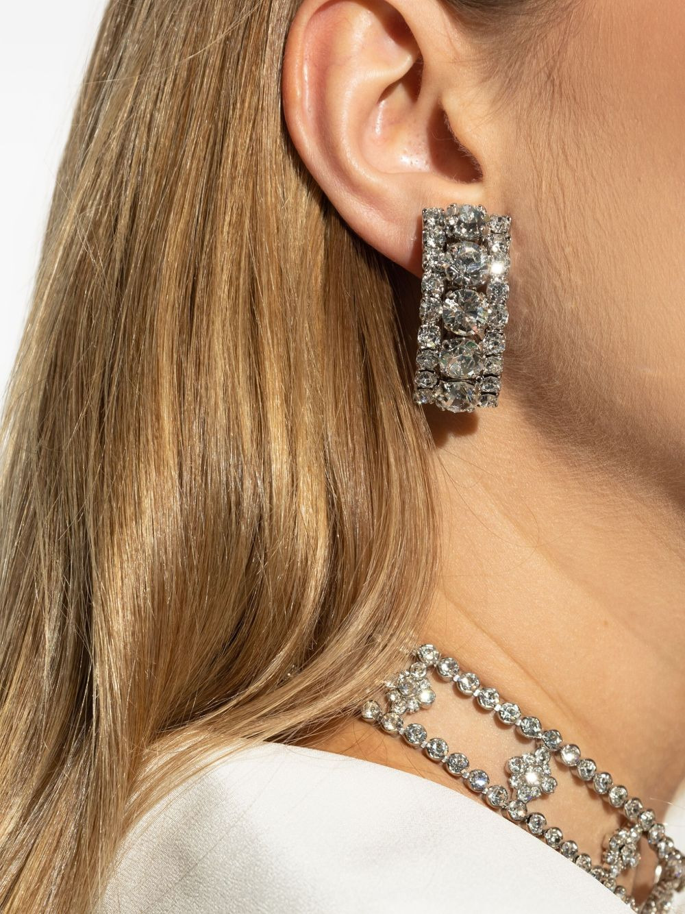 crystal-embellished rectangular earrings - 2