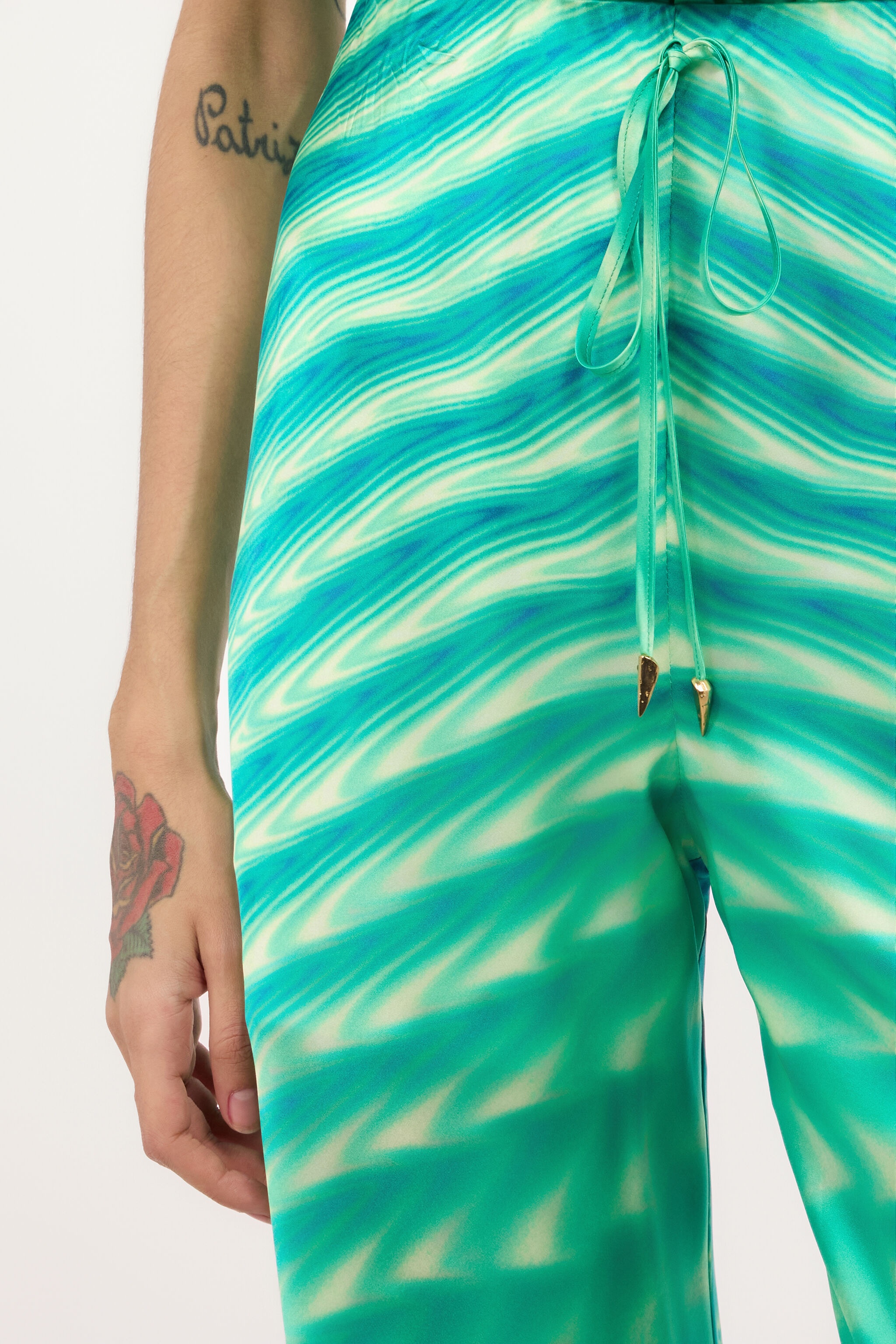Optical Glass-Print Silk Pants - 6