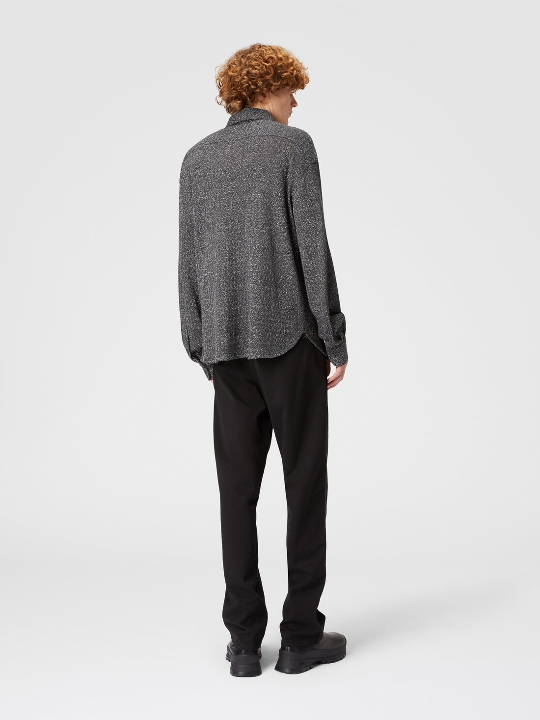 Cotton and viscose zig zag lamé shirt - 3