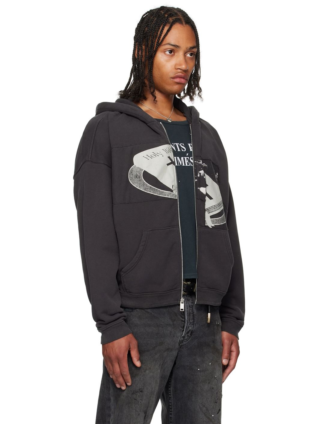 Black Holy Bible 'Assemblage' Baggy Zip Hoodie - 2