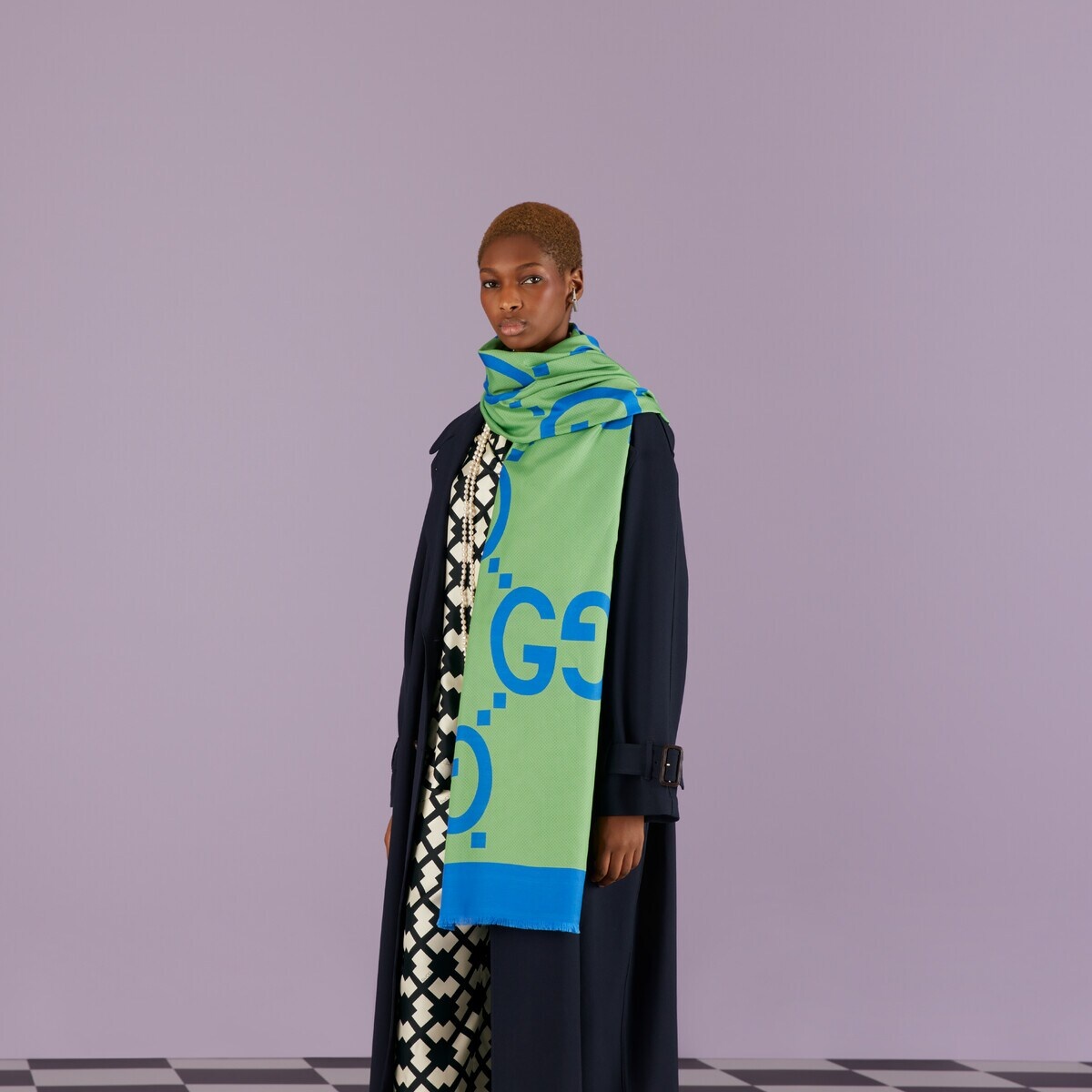 Maxi GG cotton silk scarf - 4