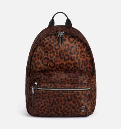 AMI Paris leopard-print zipped backpack outlook