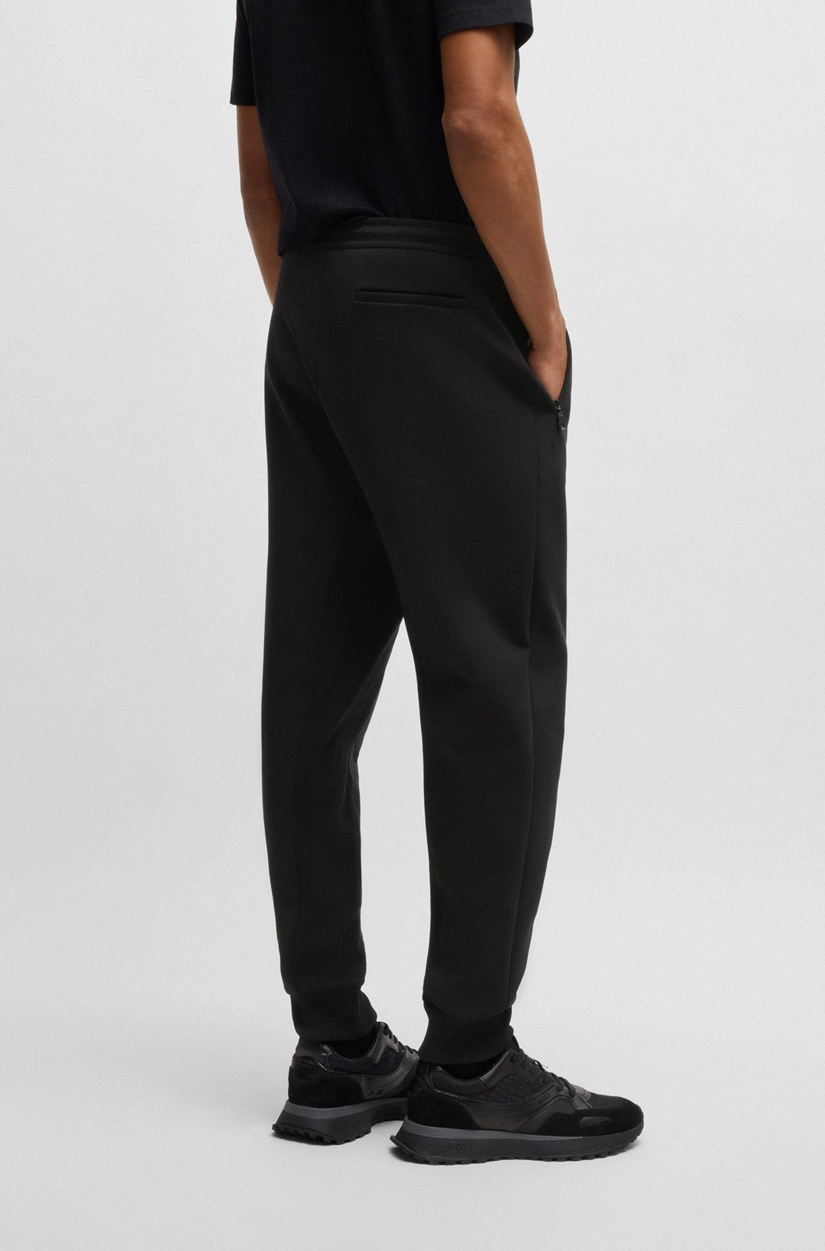 STRETCH TRACKSUIT BOTTOMS WITH LOGO PATCH - 5