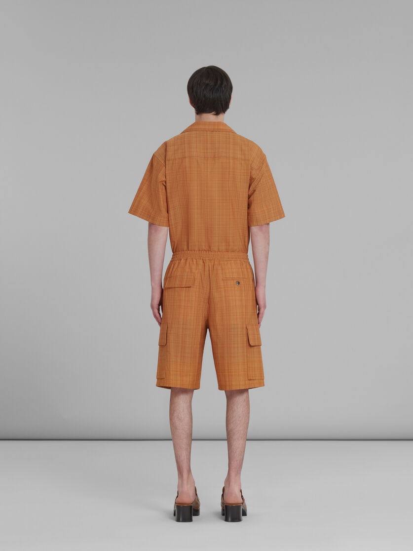 ORANGE STRETCH WAIST CARGO SHORTS IN CHECKED LIGHT WOOL - 3