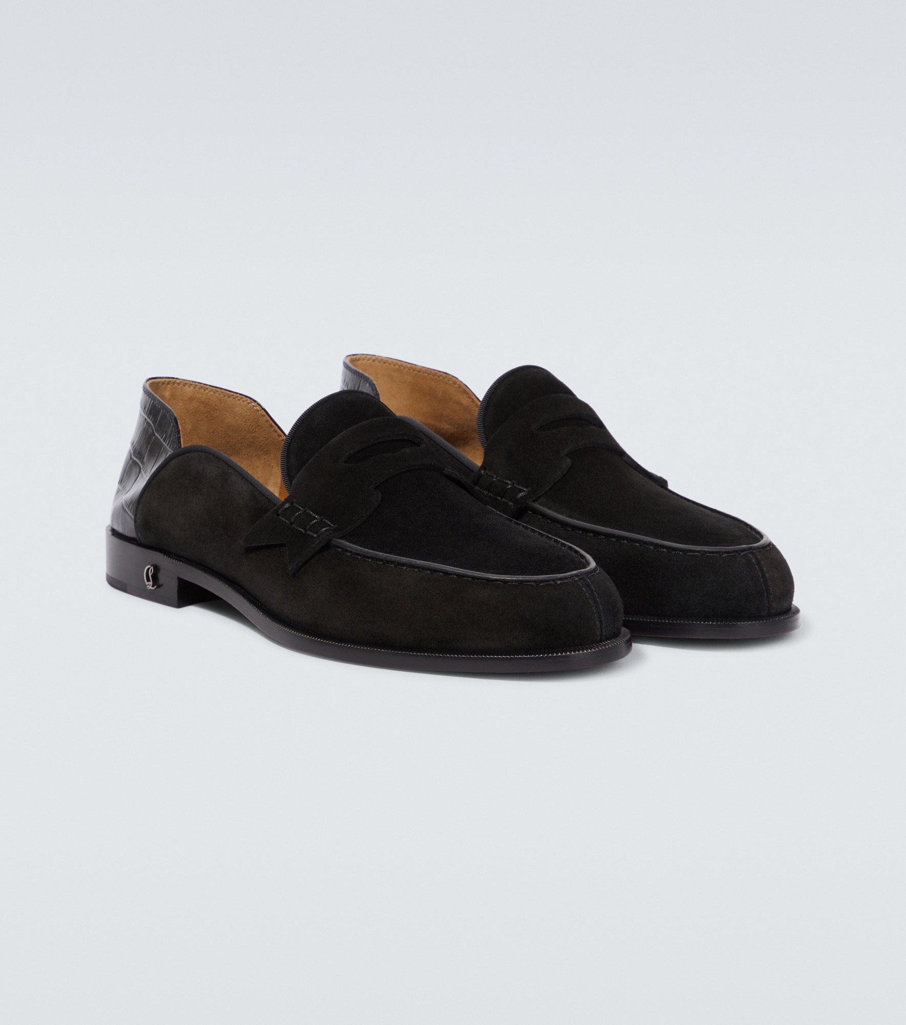 Penny No Back suede and croc-effect loafers - 5