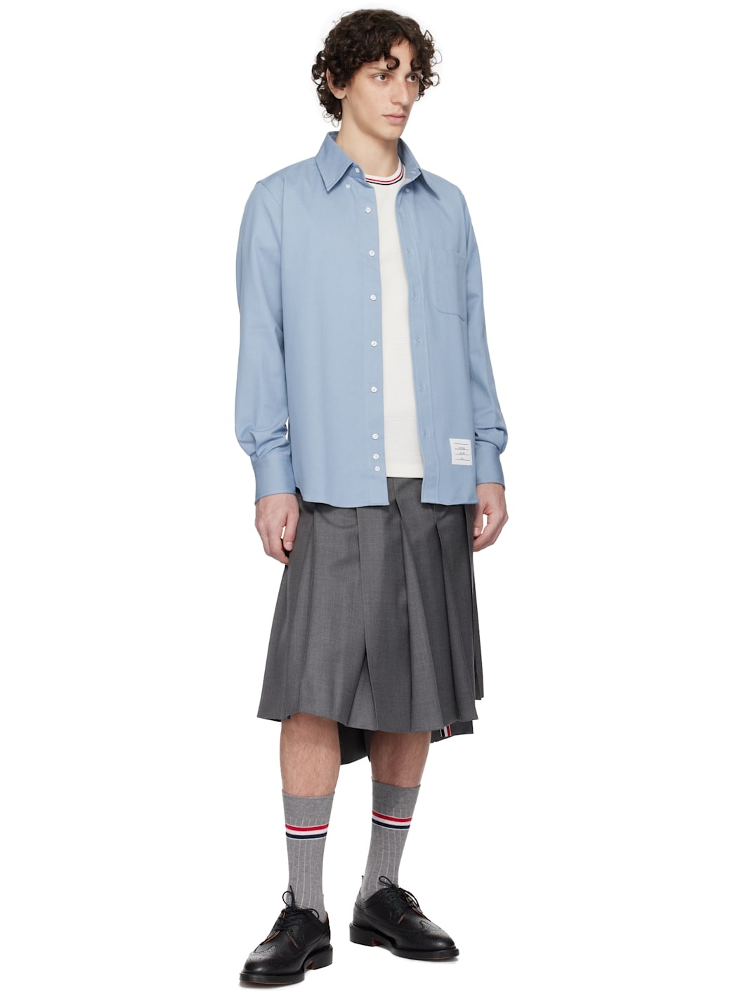 Blue Straight Fit Denim Shirt - 4