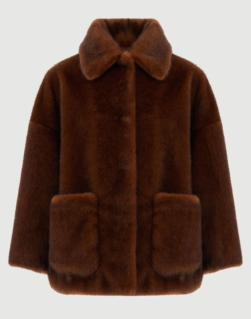 SHORT COAT IN MINK- EFFECT FUR-TOUCH FABRIC - 1