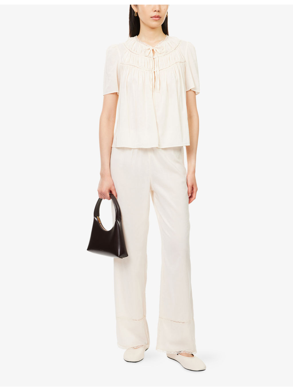 Reformation x Nara Smith Buttercup Hour Embroidered Cotton-Blend Pyjama Set - 2