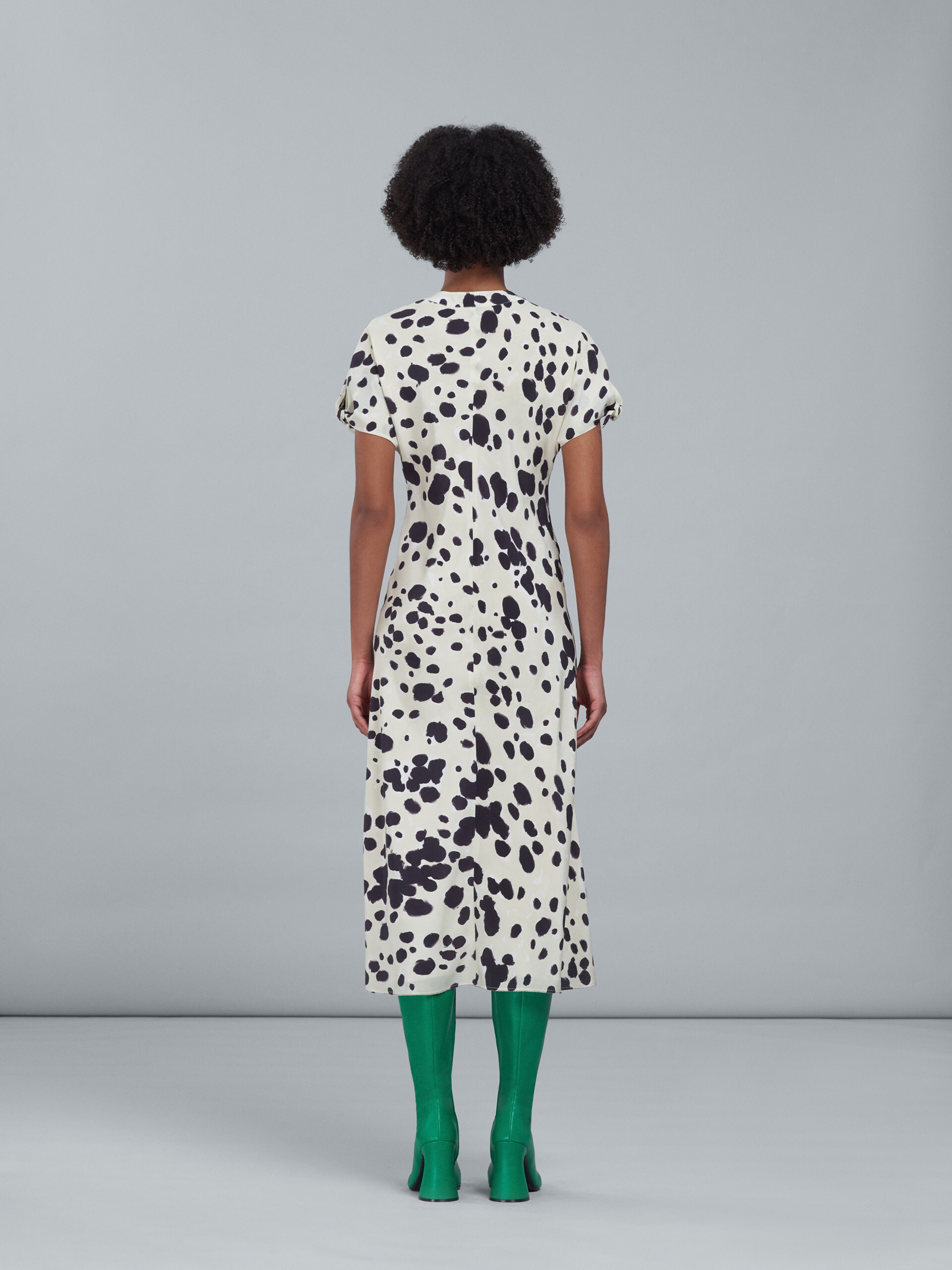 POP DOTS PRINT SILK CRÊPE LONG DRESS - 3
