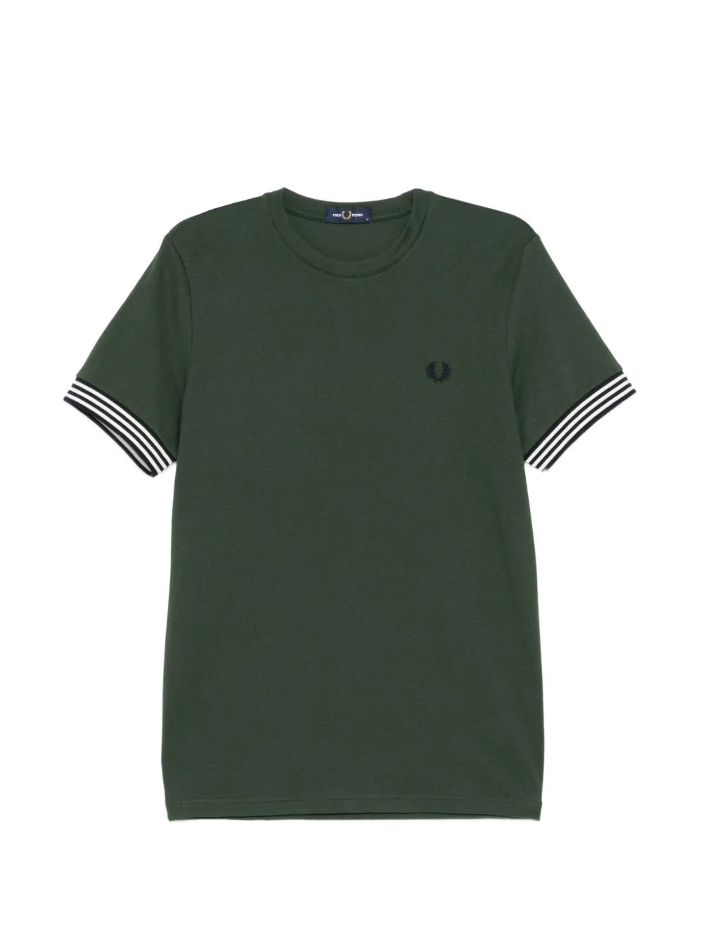 striped cuff logo T-shirt - 1