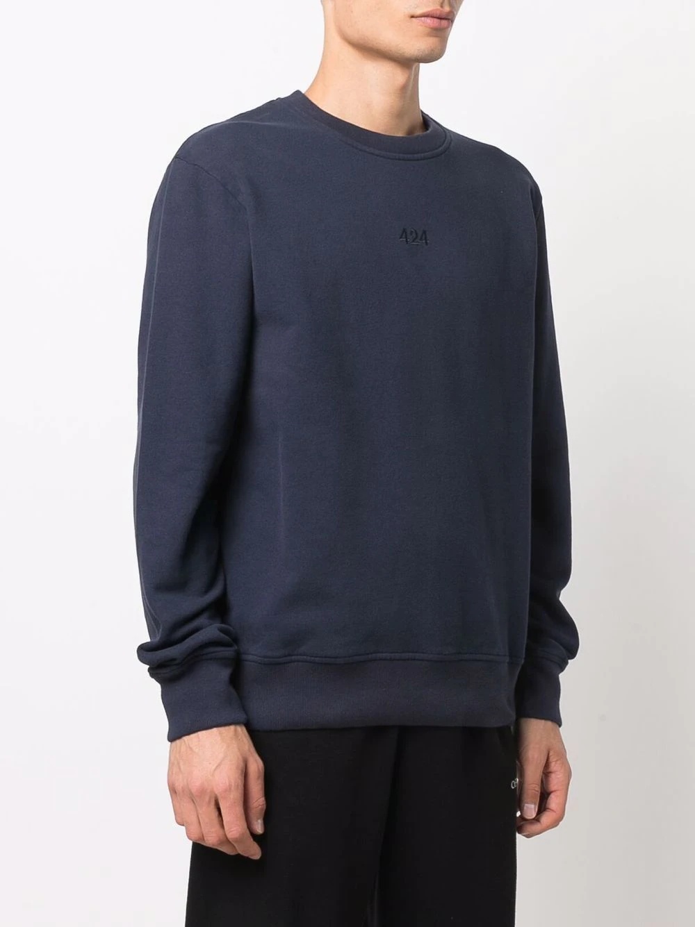 embroidered-logo crew neck sweatshirt - 3