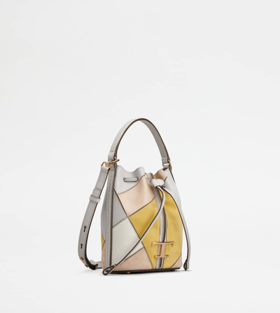 Tod's T TIMELESS BUCKET BAG IN LEATHER MICRO - GREY, YELLOW, PINK outlook