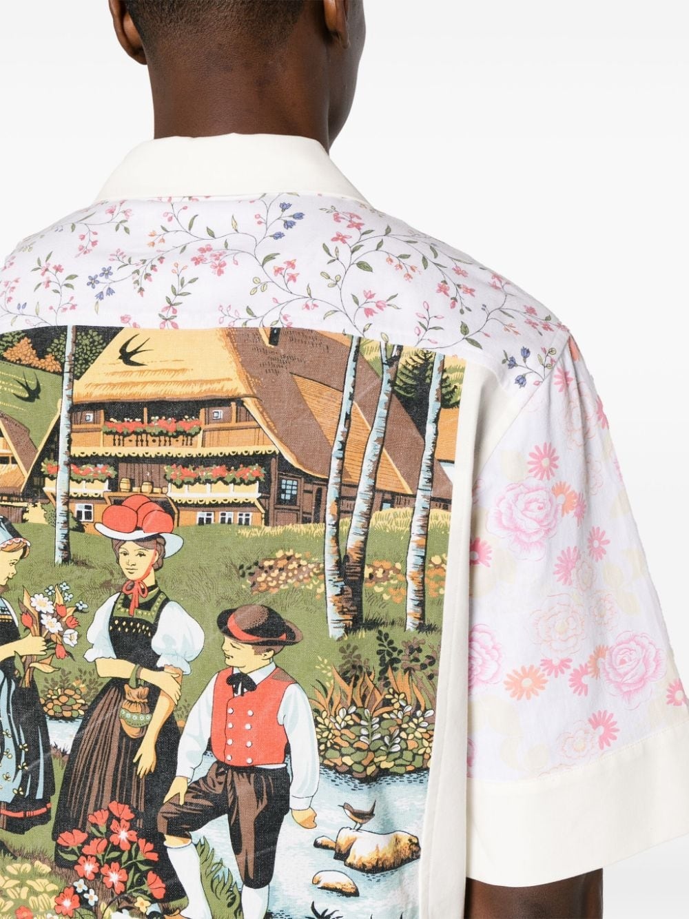 Calendar-print panelled shirt - 6