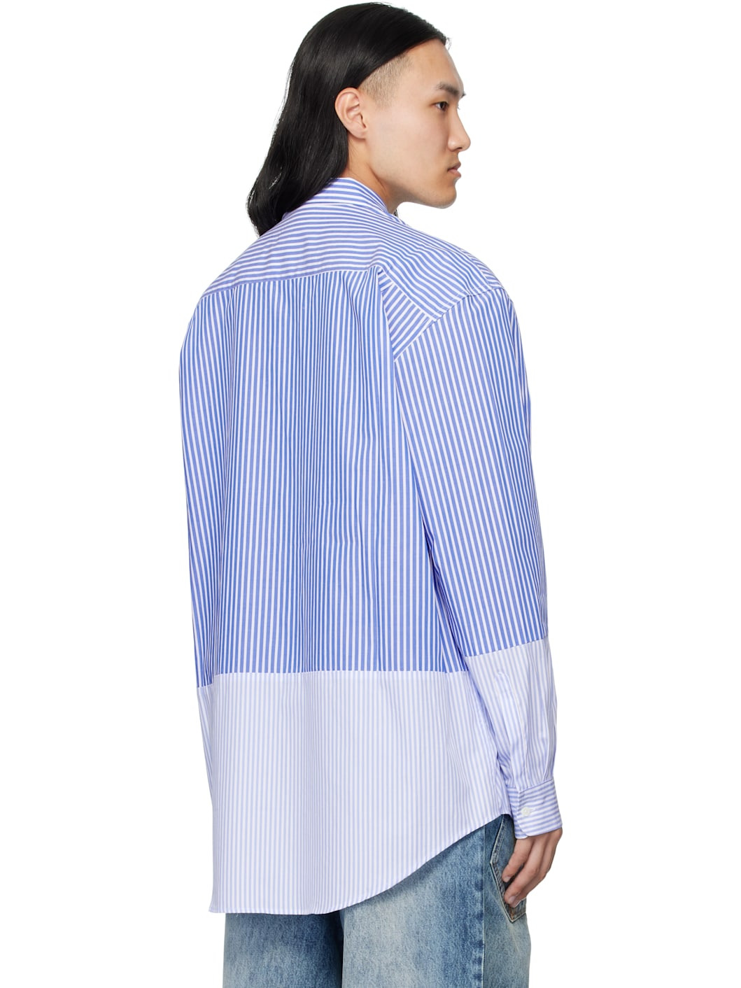 White & Blue Splitted Shirt - 3