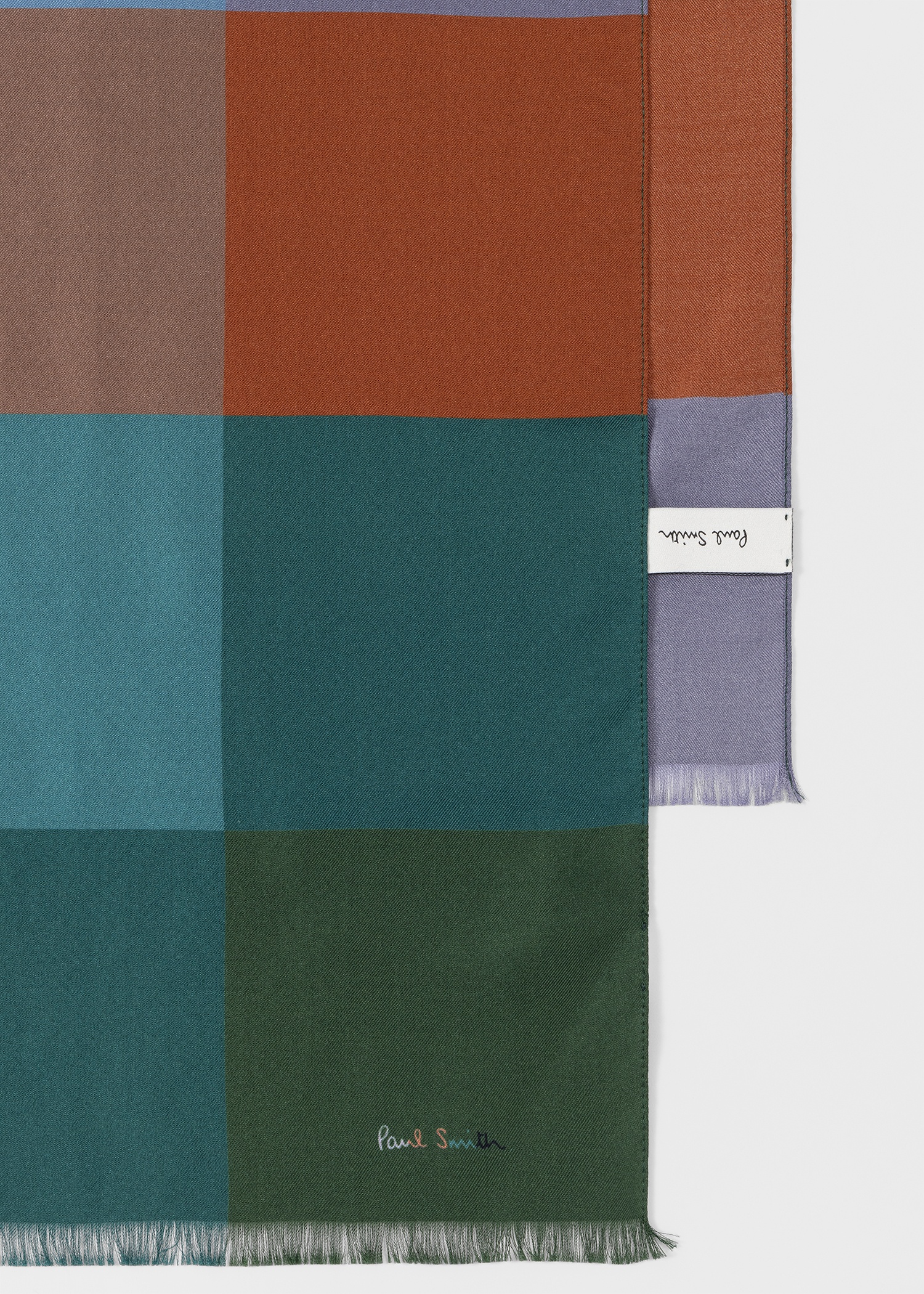 Women's Green Silk Check Scarf - 2